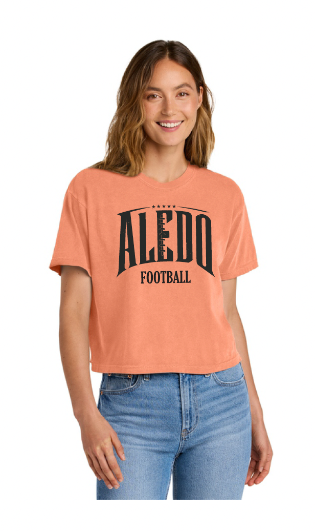 Aledo Football Seams Logo Comfort Colors Ladies Boxy Tee