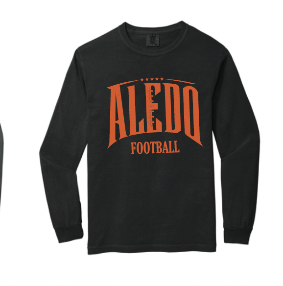Aledo Football Seams Logo Comfort Colors Long Sleeve Tee