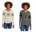 Aledo FootballBearcat Face Logo V-Neck Long Sleeve Stripe Tee