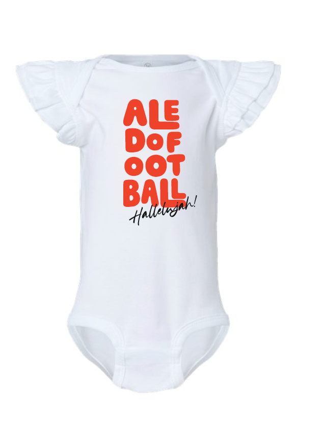 Aledo Football Hallelujah! Logo Flutter Sleeve Onesie